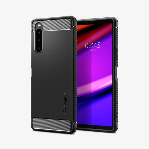 ACS02841 - Sony Xperia 1 III Case Rugged Armor in matte black showing the back